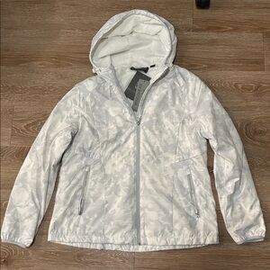 New! Free Country white/gray floral print fleece lined windbreaker jacket, large